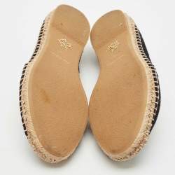 Charlotte Olympia Black Terry Fabric Kitty Espadrille Flats Size 38