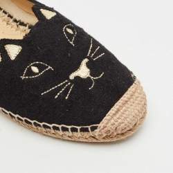 Charlotte Olympia Black Terry Fabric Kitty Espadrille Flats Size 38