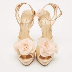 Charlotte Olympia Bege Mesh and Fabric Pomeline Platform Sandals Size 40