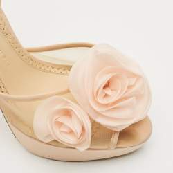 Charlotte Olympia Bege Mesh and Fabric Pomeline Platform Sandals Size 40