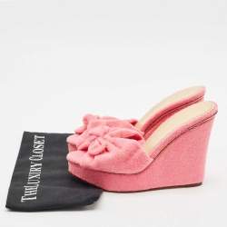 Charlotte Olympia Pink Terry Fabric Jayne Platform Wedge Sandals Size 38