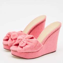 Charlotte Olympia Pink Terry Fabric Jayne Platform Wedge Sandals Size 38