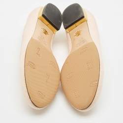 Charlotte Olympia Pink/Gold Canvas Kitty Ballet Flats Size 37.5
