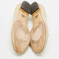 Charlotte Olympia Light Gold Fabric Kitty Crystals Ballet Flats Size 37.5