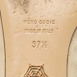 Charlotte Olympia Light Gold Fabric Kitty Crystals Ballet Flats Size 37.5