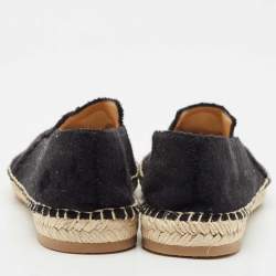Charlotte Olympia Black Canvas Kitty Espadrille Flats Size 38