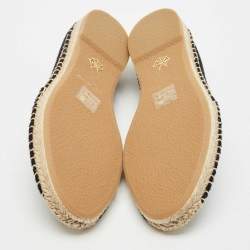Charlotte Olympia Black Canvas Kitty Espadrille Flats Size 38