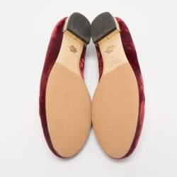 Charlotte Olympia Red Velvet Kitty Smoking Slippers Size 38