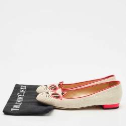 Charlotte Olympia Beige Canvas Smoking Slippers Size 38