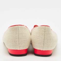 Charlotte Olympia Beige Canvas Smoking Slippers Size 38