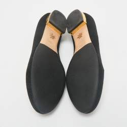 Charlotte Olympia Black Canvas Kitty Smoking Slippers Size 37.5