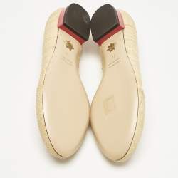 Charlotte Olympia Beige Raffia Kitty Smoking Slippers Size 38