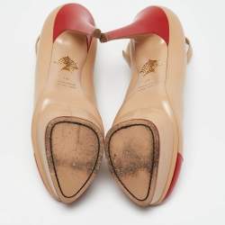 Charlotte Olympia Beige/Red Leather Kiss Me Dolores! Pumps Size 40