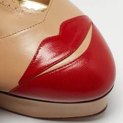 Charlotte Olympia Beige/Red Leather Kiss Me Dolores! Pumps Size 40