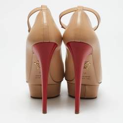 Charlotte Olympia Beige/Red Leather Kiss Me Dolores! Pumps Size 40