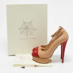 Charlotte Olympia Beige/Red Leather Kiss Me Dolores! Pumps Size 40