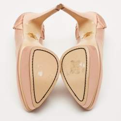 Pre Owned Charlotte Olympia Gold Satin Paloma Fan Pleat Platform Pumps Size 40