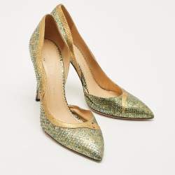 Pre Owned Charlotte Olympia Metallic Snakeskin D'orsay Pumps Size 41