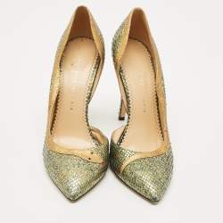 Pre Owned Charlotte Olympia Metallic Snakeskin D'orsay Pumps Size 41