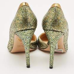 Pre Owned Charlotte Olympia Metallic Snakeskin D'orsay Pumps Size 41