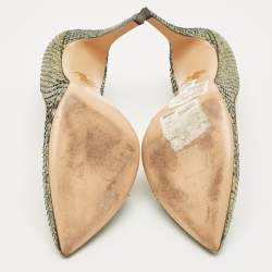 Pre Owned Charlotte Olympia Metallic Snakeskin D'orsay Pumps Size 41