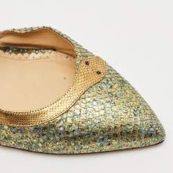 Pre Owned Charlotte Olympia Metallic Snakeskin D'orsay Pumps Size 41