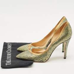 Pre Owned Charlotte Olympia Metallic Snakeskin D'orsay Pumps Size 41