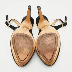 Pre Owned Charlotte Olympia Black Suede Dolly Platform Slingback Pumps Size 35