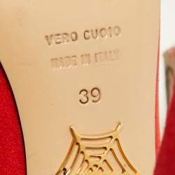 Pre Owned Charlotte Olympia Red Suede Dolly Platform Pumps Size 39