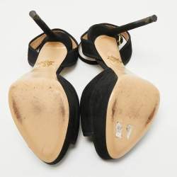 Pre Owned Charlotte Olympia Black Suede Ankle Strap Platform Sandals Size 40