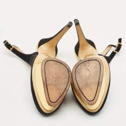 Pre Owned Charlotte Olympia Black Suede Dolly Platform Slingback Pumps Size 39