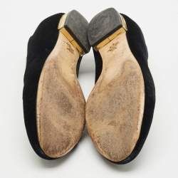 Pre Owned Charlotte Olympia Navy Blue Velvet Kitty Ballet Flats Size 36.5