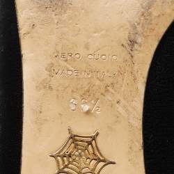 Pre Owned Charlotte Olympia Navy Blue Velvet Kitty Ballet Flats Size 36.5