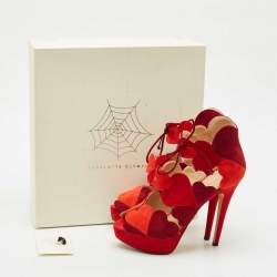 Pre Owned Charlotte Olympia Multicolor Suede Head Over Platform Sandals Size 39