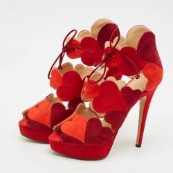 Pre Owned Charlotte Olympia Multicolor Suede Head Over Platform Sandals Size 39