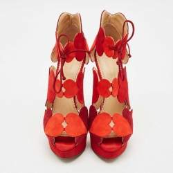 Pre Owned Charlotte Olympia Multicolor Suede Head Over Platform Sandals Size 39