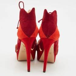 Pre Owned Charlotte Olympia Multicolor Suede Head Over Platform Sandals Size 39