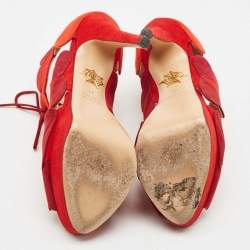 Pre Owned Charlotte Olympia Multicolor Suede Head Over Platform Sandals Size 39