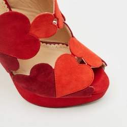 Pre Owned Charlotte Olympia Multicolor Suede Head Over Platform Sandals Size 39