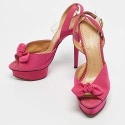 Pre Owned Charlotte Olympia Pink Satin Serena Ankle Strap Sandals Size 39