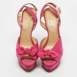 Pre Owned Charlotte Olympia Pink Satin Serena Ankle Strap Sandals Size 39