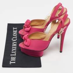 Pre Owned Charlotte Olympia Pink Satin Serena Ankle Strap Sandals Size 39