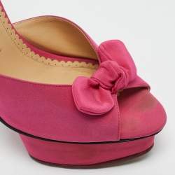 Pre Owned Charlotte Olympia Pink Satin Serena Ankle Strap Sandals Size 39