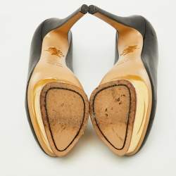 Pre Owned Charlotte Olympia Black Leather Dolly Platform Pumps Size 37