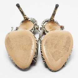 Pre Owned Charlotte Olympia White Snakeskin Embossed Leather Izzy Gone Wild Peep Toe Pumps Size 36