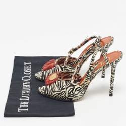 Pre Owned Charlotte Olympia White Snakeskin Embossed Leather Izzy Gone Wild Peep Toe Pumps Size 36