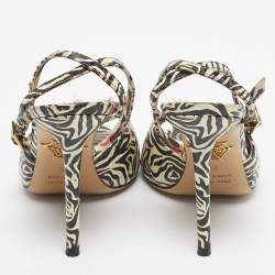 Pre Owned Charlotte Olympia White Snakeskin Embossed Leather Izzy Gone Wild Peep Toe Pumps Size 36