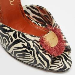 Pre Owned Charlotte Olympia White Snakeskin Embossed Leather Izzy Gone Wild Peep Toe Pumps Size 36