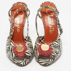 Pre Owned Charlotte Olympia White Snakeskin Embossed Leather Izzy Gone Wild Peep Toe Pumps Size 36