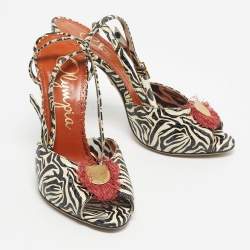 Pre Owned Charlotte Olympia White Snakeskin Embossed Leather Izzy Gone Wild Peep Toe Pumps Size 36